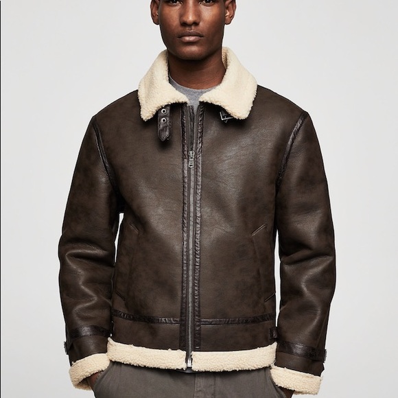 mango leather aviator jacket